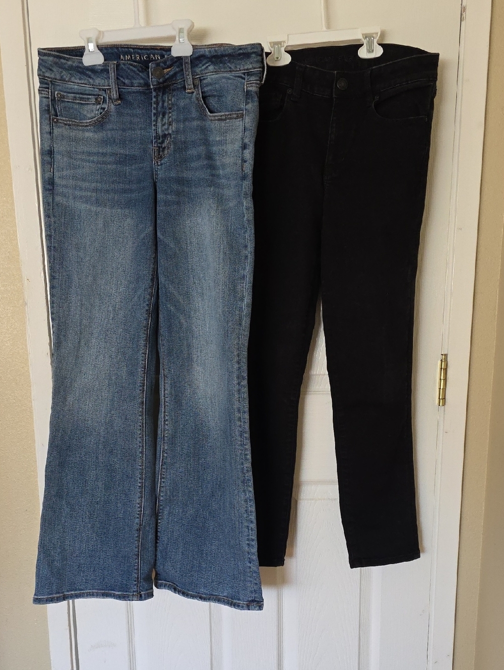 American Eagle Outfitters Blue Flare Jeans + Black Slim Pair